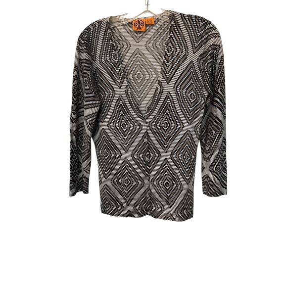 TORY BURCH WOOL ABSTRACT PRINT CARDIGAN SZ M - Picture 1 of 4